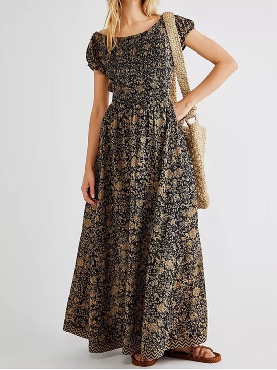 Free People Dresses & Skirts - Free People Ultraviolet Maxi Dress in Black Combo Size Medium